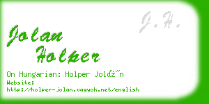 jolan holper business card